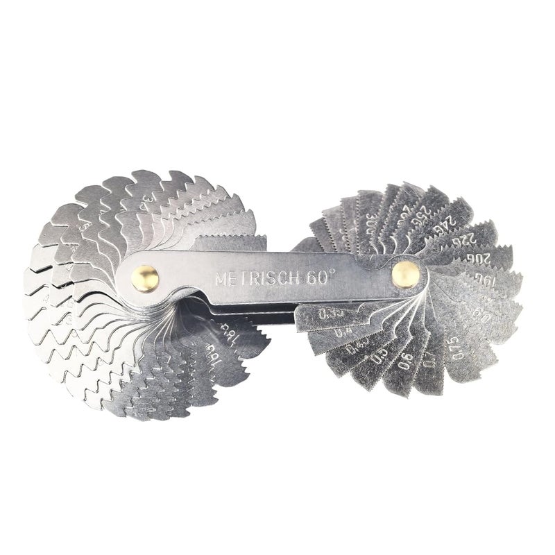 Flylin 52Pcs Thread Pitch Gauge, British Whitworth 55 Degree & Metric 60 Degree Stainless Steel Screw Pitch Measuring Tool, Screw Thread Pitch Cutting Gauge Tool for Industrial Measurement (52Pcs) - Image 1
